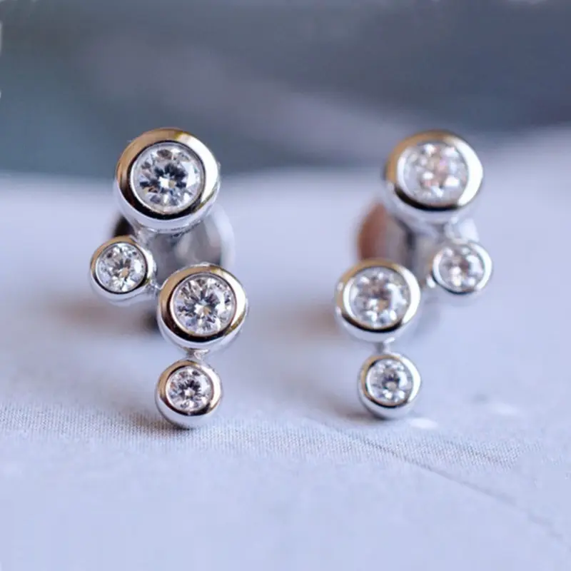 CAOSHI Valentine Geschenk Luxus Lünette Einstellung Schmuck Frauen Einfache runde Zirkonia Diamant Silber Farbe Ohr stecker