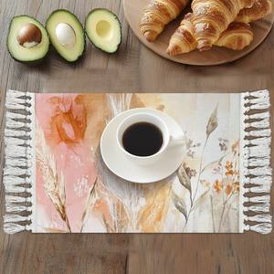 Custom image Modern Embroidered Coffee Table <b>Mat</b> Placemat Tassels Handmade Printed Solid for Kitchen Outdoor Wedding Banquet for Home Hotel - Product Image 4