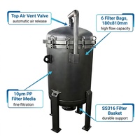 Filtre multi-sacs industriel en acier inoxydable 316 à 6 sacs, boîtier de filtre multi-sacs 10 µm pour l'eau