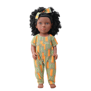 Poupée africaine noire en plastique de 18 pouces en gros, jouet éducatif personnalisé de haute qualité, écologique et souple pour filles, à faire soi-même - Product Image 1