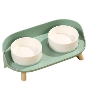 Ciotole in Ceramica per Animali Domestici, Design Ecologico a Doppia Ciotola per Alimenti e Acqua di Piccoli Animali - Product Image 1