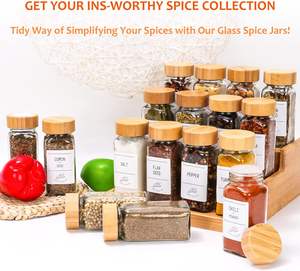 Bamboo Wood Lid Glass Storage Bottles for <b>Spice</b> 4oz 120ml Kitchen <b>Spice</b> <b>Jars</b> 12pcs 24pcs 36pcs <b>Spice</b> <b>Jars</b> with <b>Labels</b> - Product Image 5