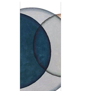 Tapis en laine et soie fait main, design artistique moderne fluide, vert bleu floral, tapis tufté à boucles, décoration intérieure - Product Image 1