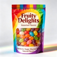 MOQ 100 stuks, voedselveilige, op maat bedrukte, gegalvaniseerde, hersluitbare zipzakken voor verpakkingen van regenboog fruit snoep.