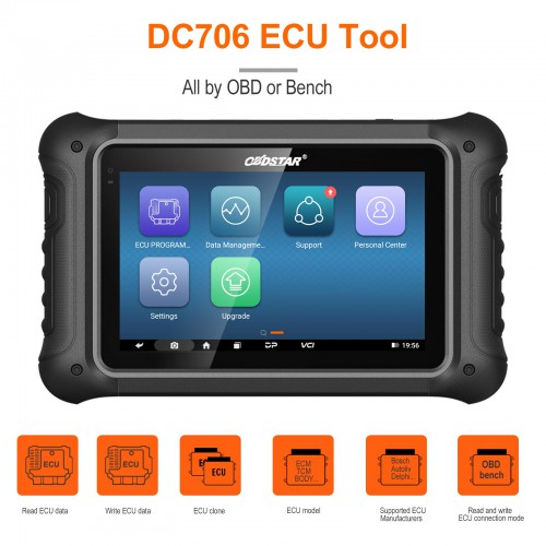 Newest OBDSTAR DC706 Full Version ECU TCU BCM Cloning Tool with P003+ Adapter for Car and Motorcycle by OBD or BENCH