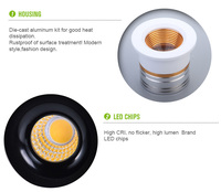 3w 12v 24 v haute luminosité a mené la petite lumière de tache, cob spot encastrable petite taille