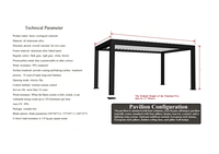 Systèmes de couverture à lames orientables automatiques pour l'extérieur, en alliage d'aluminium, imperméables, pare-soleil, pergola rétractable