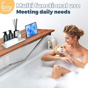 Siège de douche pliable mural 36 pouces en bois de teck, équipement de sécurité pour salle de bain - Product Image 4