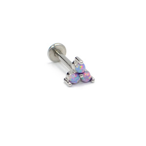 YW 16G Edelstahl Labret-Stud mit Innengewinde, dreieckigem Opal im Lünettenfassung, gebogenem Cluster-Piercing-Schmuck für Lip <span class=keywords><strong>Monroe</strong></span> - Product Image 5