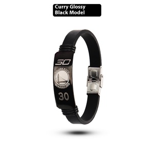 Pulseras de baloncesto, brazalete de metal de acero titanio negro brillante para fanáticos de James, <span class=keywords><strong>Kobe</strong></span>, Harden, Curry, pulseras deportivas - Product Image 6
