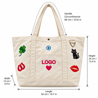 Sac fourre-tout en toile personnalisé avec logo brodé, grande capacité, poche avant, robuste, pour le quotidien et les voyages, prix d'usine