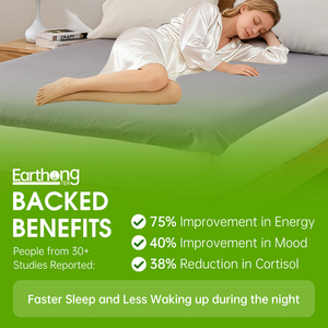 Draps de lit de mise à la terre anti-ondes électromagnétiques (EMF) en argent à 10 %, toutes tailles, avec cordon de mise à la terre pour l'amélioration de l'humeur et le soulagement du stress, certifiés OEKO - Product Image 3