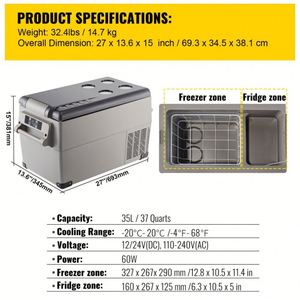 1.23Cuft Compressor Portable 35L Small Refrigerator Cooler <b>Freezer</b> Home and <b>Car</b> <b>Fridge</b> 8BXYSSCZBXSH-CF351V2 Refrigerator Cooler - Product Image 6