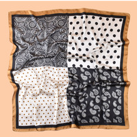 Syal Persegi Sutra Imitasi Wanita 90Cm Syal Satin Cetak Tambal Sulam Paisley Polka Dot Syal Kepala Modis Selendang Leher Pakaian Sehari-hari