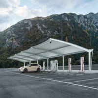 Structure en acier léger de haute qualité, grande taille, préfabriquée, en PVC PVDF, imperméable, auvent pour voiture, abri de voiture