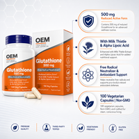 Complément Alimentaire Personnalisé OEM ODM Marque Privée : Capsules de Glutathion Végétariennes, Complément Alimentaire Personnalisé, Emballage Personnalisé, Chardon-Marie 500mg