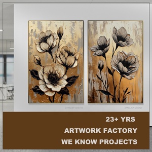 Pintura al Óleo Abstracta Moderna 3D 100% Pintada a Mano con Lámina Dorada sobre Lienzo, Decoración de Pared para el Hogar, Arte Floral Creado por un Artista - Product Image 1