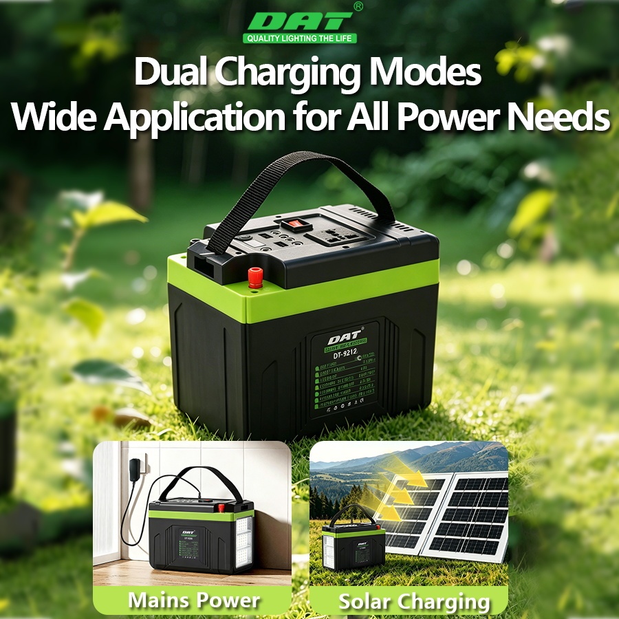 DT-9212C DAT Polycrystalline Silicon 12v12ah Solar Power Lighting System Mini Inverter 200w Outdoor Solar Generation with Light · image 1