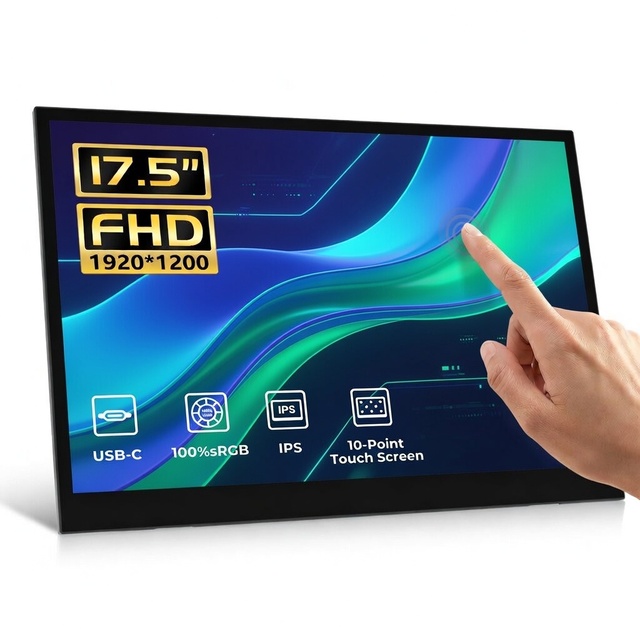 High Quality 17.5" Portable Touchscreen Monitor 1920x1200 IPS 10 Point Capacitive Dual Type-C HDMI with Integrated Stand