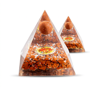 Pyramide Orgone Feng Shui en Jaspe Rouge, Pierre Précieuse Écologique, Meilleure Vente en Gros, avec Globe pour la Méditation et la Positivité - Product Image 1