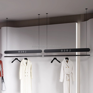 Industrial Style <strong>Black</strong> Iron <strong>Clothing</strong> Display Fixture with Ceiling Hanging <strong>Rail</strong> for Boutique Fashion Retail Store Interior Design - Product Image 3