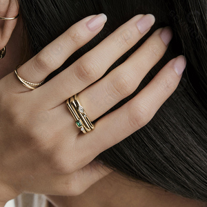 Anelli impilabili Gemnel in argento sterling 925 placcato oro 18 carati con opale, pietra portafortuna, per donna - Product Image 4