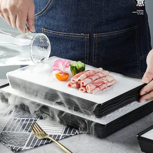 Nhật Bản Sushi ban khô Băng thực phẩm phục vụ khay món ăn sushi phục vụ đĩa Sashimi Sushi melamine phục vụ geta tấm