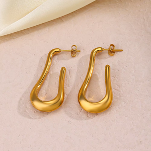 Boucles d'oreilles géométriques vintage Bijouterie Usine Vente en gros Populaire Acier inoxydable Polyvalent Boucles d'oreilles en forme de U pour femmes Cadeau - Product Image 5