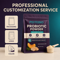 Poudre probiotique PEITEBIO pour chiens et chats avec probiotiques, prébiotiques et enzymes, saveur poulet, soutien digestif, 120g