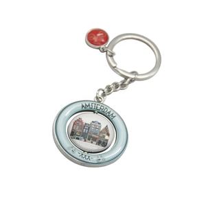 Llavero redondo de Metal de aleación de aluminio, llavero de Metal de aleación de aluminio con diseño de molino de viento, cadena de cadena - Product Image 3