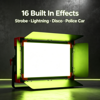 Luz de Video RGB Profesional de 200W, Panel de 490x389x95mm, 16 Efectos, Estroboscópico, Relámpago, Vela, Bombilla de TV, Aleación de Aluminio, Color Ajustable