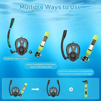 Masque de plongée intégral anti-buée avec réservoir de plongée de 0,5 L et pompe manuelle, cylindre d'air rechargeable haute pression pour adultes