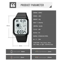 Jam Tangan Digital LED Skmei 1863 Mewah Tahan Air 50M untuk Kehidupan Sehari-hari, Jam Alarm, Jam Tangan Murah, Dial Persegi, Desain Astronot, Jam Tangan Pria