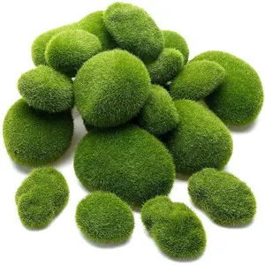 Artificial Moss Rocks Decorative Faux Green Moss Covered Stones