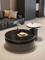 Table Basse de Salon en Pierre Microcristalline de Luxe Léger Italien, Ensemble Moderne, Durable, Écologique, en Bois, Facile à Nettoyer