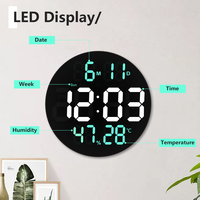 Nouvelle promotion Horloge murale numérique à affichage numérique à double LED bleue de 10,5 pouces avec télécommande, calendrier de l'heure des bus, date, salon