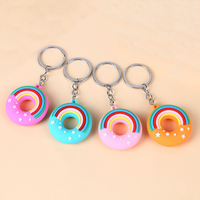 Nouveauté : Porte-clés PVC arc-en-ciel coloré, breloques 3D en forme de donuts, accessoires de sac, cadeau pour ami