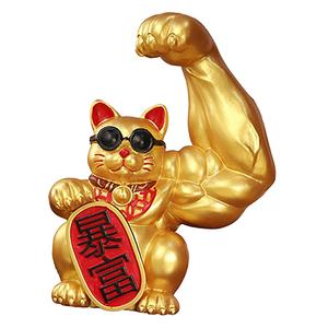 Gatto fortunato con braccio gigante statuetta Feng Shui ornamenti per la decorazione regalo scultura riccamente progettata - Product Image 4