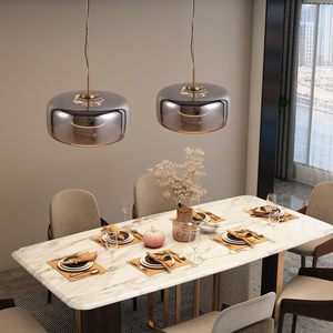Lampe pendante moderne en verre à LED Télécommande réglable au plafond Éclairage moyen à gradation continue de la température de couleur - Product Image 6