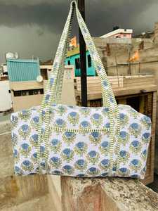 Factory Direct Wholesale Block Printed Cotton Travel Duffle Bag Low MOQ Handmade <b>Quilted</b> Bohemian Beach Yoga Gym Bag - Product Image 6