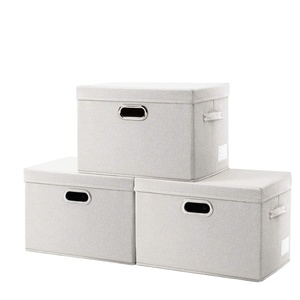Contenedor de Almacenamiento Plegable Grande con Tapa, Caja de Almacenamiento de Tela Plegable, Organizador, Cesta, Cubo con Tapa para el Hogar - Product Image 1