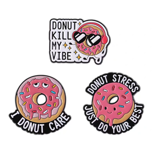 Spilla Personalizzata 'Don't Kill My Vibe', Creativa a Forma di Ciambella, con Scritta in Inglese, in Lega, Accessorio Unico per Gioielli e Regalo - Product Image 2