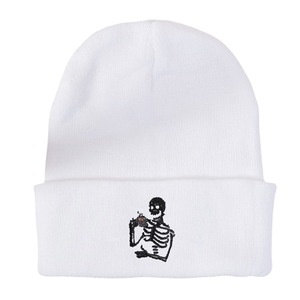 Gorro de Punto Bordado a Mano con Diseño de Calavera, Unisex, Cálido para Invierno, Informal, Ajustable - Product Image 4