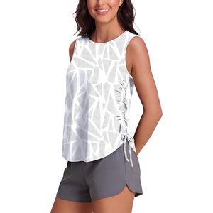 Camiseta de Yoga para Mujer, Cuello Redondo, Fruncida, con Lazos Ajustables, Transpirable, de Spandex y Poliéster, Ropa Deportiva para Gimnasio, Verano 2026 - Product Image 1