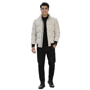 Low MOQ <b>Men</b> Winter <b>Jacket</b> Windbreak <b>Warm</b> Windproof Cotton Filled Canvas Puffer <b>Jacket</b> Stand Collar Breathable Quick Dry - Product Image 1