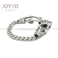 Bracelets Squelette Gothique Pour Homme Acier Inoxydable Argent Punk Tête de Crâne Chaîne Bracelet Accessoires de Fête Pour Rappeur Biker