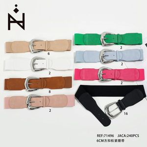 Ceinture élastique à boucle carrée de 6Cm pour femmes et hommes, ceintures à la mode avec boucle en métal, ceinture extensible, 240 pièces, couleurs assorties - Product Image 3