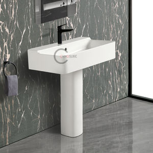 Lavabo sur pied design style Art Déco, émail artisanal pour intérieur de luxe - Product Image 4