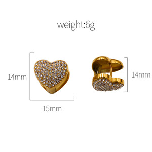 Heart Shaped <b>Cuff</b> <b>Earrings</b> Gold Micro Insert Crystal <b>Ear</b> <b>Cuffs</b> For Women Party Fashion Jewelry Titanium Steel Design - Product Image 4