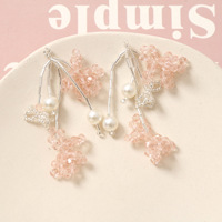 Doux 25*70mm rose perle de rocaille Long gland fait à la main multicouche nœud papillon fleur pendentif pour bricolage faisant des accessoires de bijoux